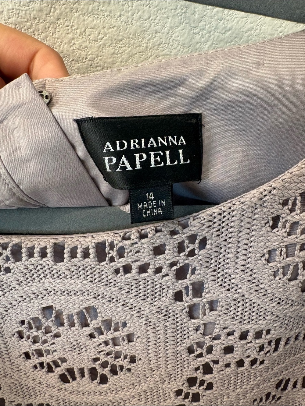 Adrianna Papell Crochet Lace Shift Dress - Taupe - Picture 2 of 3